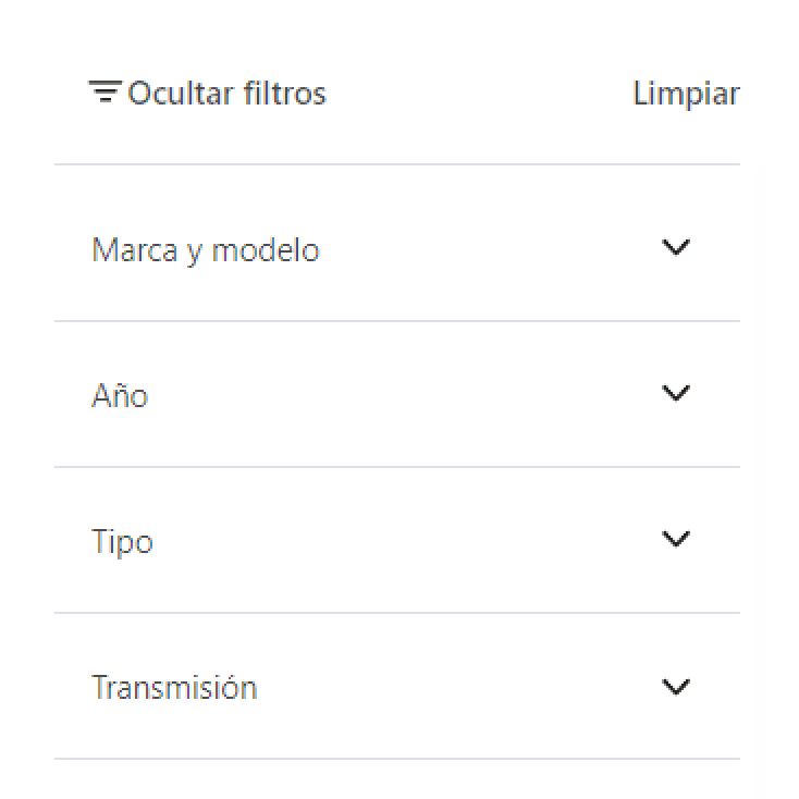 Filtros grilla autos